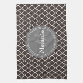 Mit Monogramm Brown White Marokcan Lattice Muster Geschirrtuch (Vertikal)