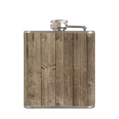 Mit Monogramm Brown Wood Handsome Modern Flachmann (Rückseite)