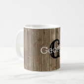 Mit Monogramm Brown Wood handsome Rustic Kaffeetasse (Vorderseite Links)