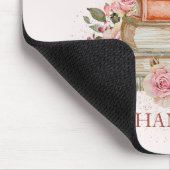 Mit Monogramm Bücher und Vintages Rosenrosen-Buchz Mousepad (Ecke)