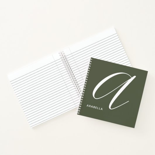 Mit Monogramm Buchstabe A Chive Green Notizblock (Innenseite)
