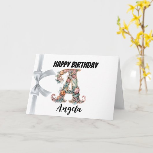 Mit Monogramm Buchstabe "A" Glückwunsch zum Geburt Karte (Gelbe Blume)