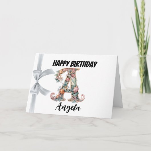 Mit Monogramm Buchstabe "A" Glückwunsch zum Geburt Karte (Vorderseite)