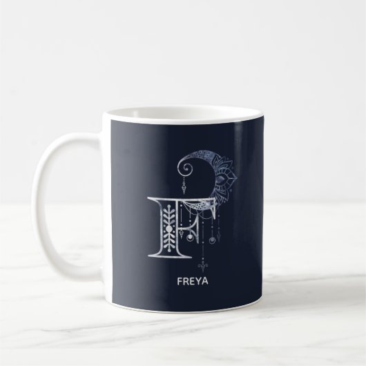 Mit Monogramm Buchstabe F Boho Crescent Moon Manda Kaffeetasse (Links)