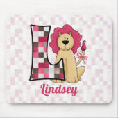 Mit Monogramm Buchstabe L des Kid's Pink Lion Mousepad (Vorne)