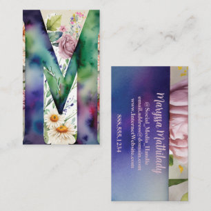 Mit Monogramm Buchstabe M Einfach Chic Floral Wass Visitenkarte