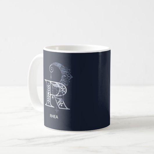 Mit Monogramm Buchstabe R Boho Crescent Moon Manda Kaffeetasse (Vorderseite Links)