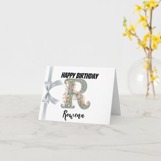 Mit Monogramm Buchstabe "R" Glückwunsch zum Geburt Karte (Gelbe Blume)