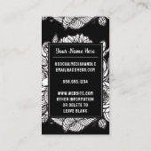 Mit Monogramm Buchstabe R Schwarz-Weiß-Blume Visitenkarte (Rückseite)
