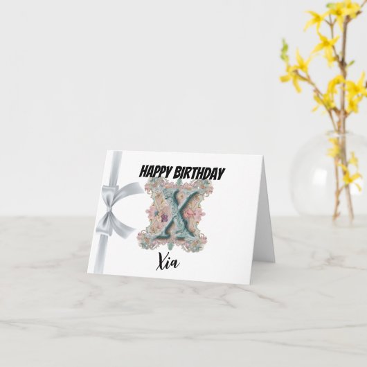 Mit Monogramm Buchstabe "X" Glückwunsch zum Geburt Karte (Gelbe Blume)