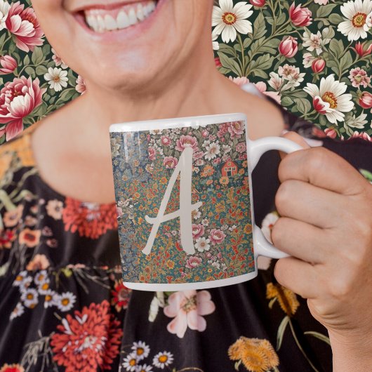Mit Monogramm Buchstabencodierung Hütte Blumenmust Zweifarbige Tasse