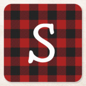 Mit Monogramm Büffel kariert Rechteckiger Pappuntersetzer (Vorderseite)