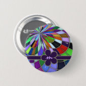 Mit Monogramm bunte abstrakte beflecktes Button (Vorne & Hinten)