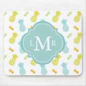 Mit Monogramm buntes Ananas-Muster Mousepad (Vorne)