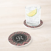 Mit Monogramm, buntes Tribal-Zickzack Muster Sandstein Untersetzer (Seite)