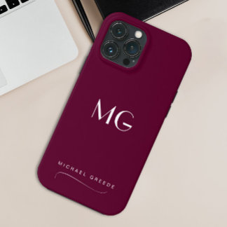 Mit Monogramm Burgund Minimalistisch mit Namen Case-Mate iPhone Hülle