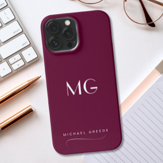 Mit Monogramm Burgund Minimalistisch mit Namen iPhone 13 Pro Max Hülle