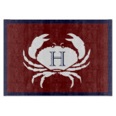 Mit Monogramm Burgundy Navy Weißes Krebse Schneidebrett (Vorderseite)