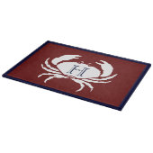 Mit Monogramm Burgundy Navy Weißes Krebse Schneidebrett (Ecke)