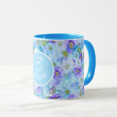 Mit Monogramm Bush-Wildblume Romantic Blue Tasse (VorderseiteRechts)
