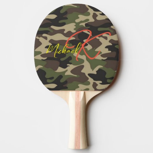 Mit Monogramm Camouflage Ping Pong Paddle - Cooler Tischtennis Schläger (Rückseite)