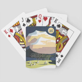 Mit Monogramm Camp in der Bergillustration Spielkarten