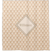 Mit Monogramm Champagne Diamond Geometric Muster Duschvorhang (Vorderseite)