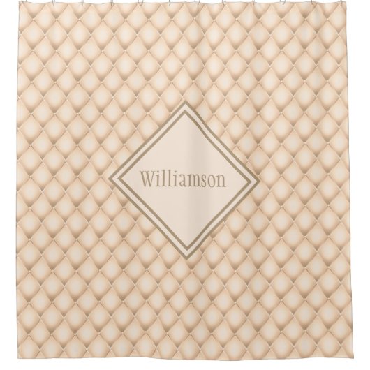 Mit Monogramm Champagne Diamond Geometric Muster Duschvorhang (Vorderseite)