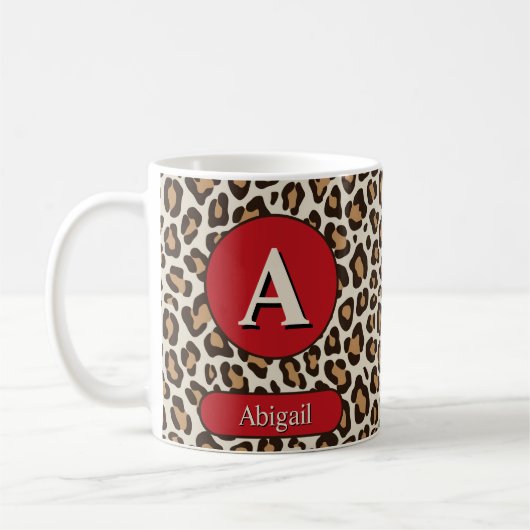 Mit Monogramm Cheetah Print and Cherry Red Tasse (Links)