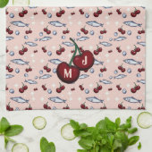 Mit Monogramm Cherries Sardines Muster Geschirrtuch (Gefaltet)