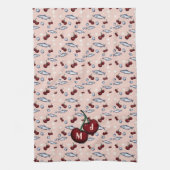 Mit Monogramm Cherries Sardines Muster Geschirrtuch (Vertikal)