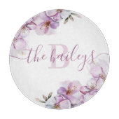Mit Monogramm Cherry Blossom Cutting Board Schneidebrett (Vorderseite)