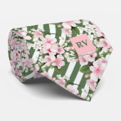 Mit Monogramm Cherry Blossom Floral Krawatte (Gerollt)