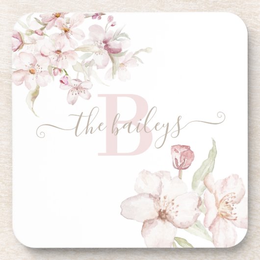 Mit Monogramm Cherry Blossom Plastik-Untersetzer Getränkeuntersetzer (Vorderseite)