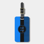 Mit Monogramm Chic-azurblauer blaue Gepäckanhänger (Vorderseite vertikal)