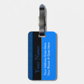 Mit Monogramm Chic-azurblauer blaue Gepäckanhänger (Rückseite vertikal)