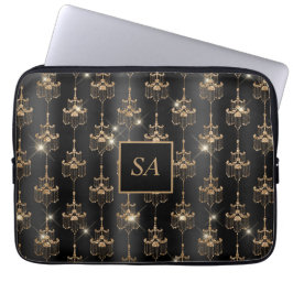 Mit Monogramm Chic Gold Sparkle Kronleuchter Schwa Laptopschutzhülle
