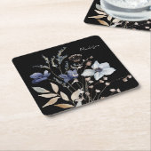 Mit Monogramm Chic Hübsch Watercolor Blau Blütenfa Rechteckiger Pappuntersetzer (angewinkelt)