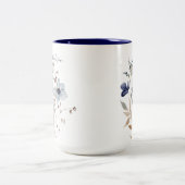 Mit Monogramm Chic Hübsch Watercolor Blau Blütenfa Zweifarbige Tasse (Mittel)