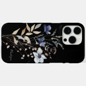Mit Monogramm Chic Hübsch Watercolor Blue Blume Case-Mate iPhone Hülle (Rückseite (Horizontal))