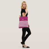 Mit Monogramm | Chic Stripes Berry Tote Bag Tasche (Am Model)