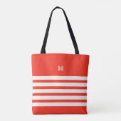 Mit Monogramm | Chic Stripes Cherry Tote Bag Tasche (Rückseite)