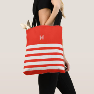 Mit Monogramm Chic Stripes Cherry Tote Bag Tasche
