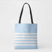 Mit Monogramm | Chic Stripes Ice Blue Toag Tasche (Vorderseite)