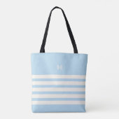 Mit Monogramm | Chic Stripes Ice Blue Toag Tasche (Rückseite)