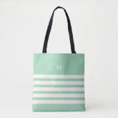 Mit Monogramm | Chic Stripes Minze Tote Bag Tasche (Vorderseite)