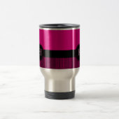 Mit Monogramm Chic-tiefrosa schwarzer Reisebecher (Mittel)