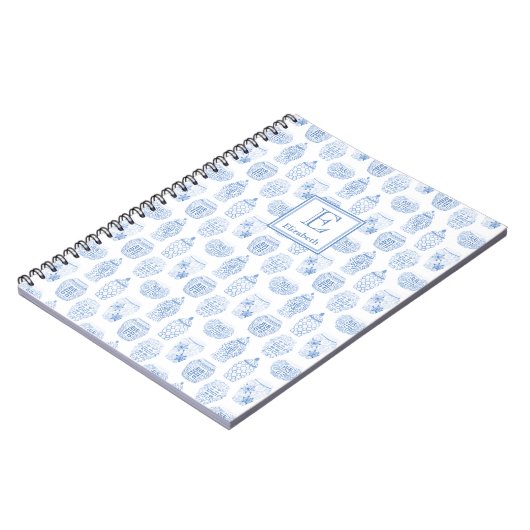Mit Monogramm Classic Blue und White Ginger Jar Notizblock (Linke Seite)