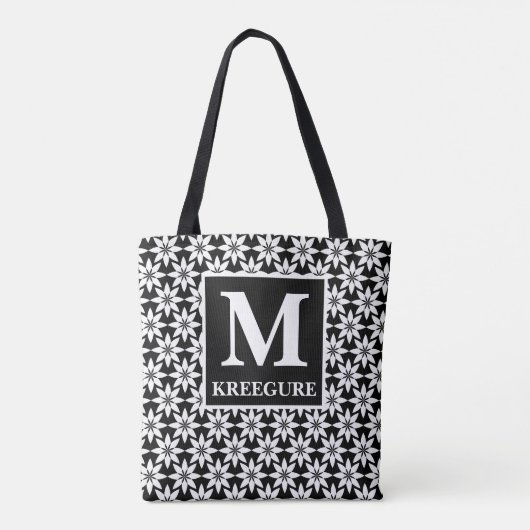 Mit Monogramm Classic Serif BW Clematis Tasche (Rückseite)