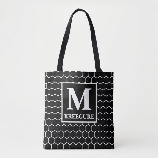 Mit Monogramm Classic Serif BW Honeycomb Tasche (Vorderseite)